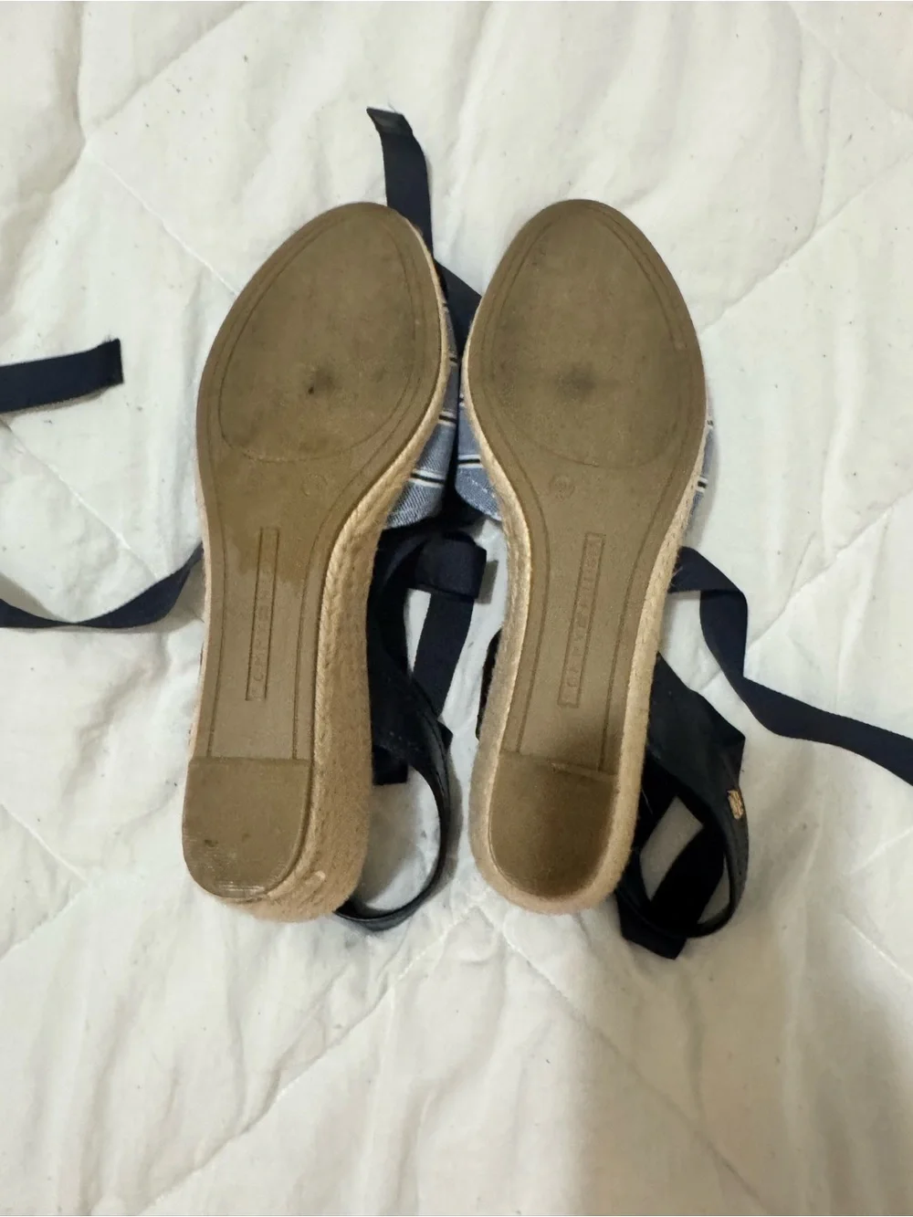 Tommy Hilfiger Blue Stripe Espadrille Tie-Wrap Sandals